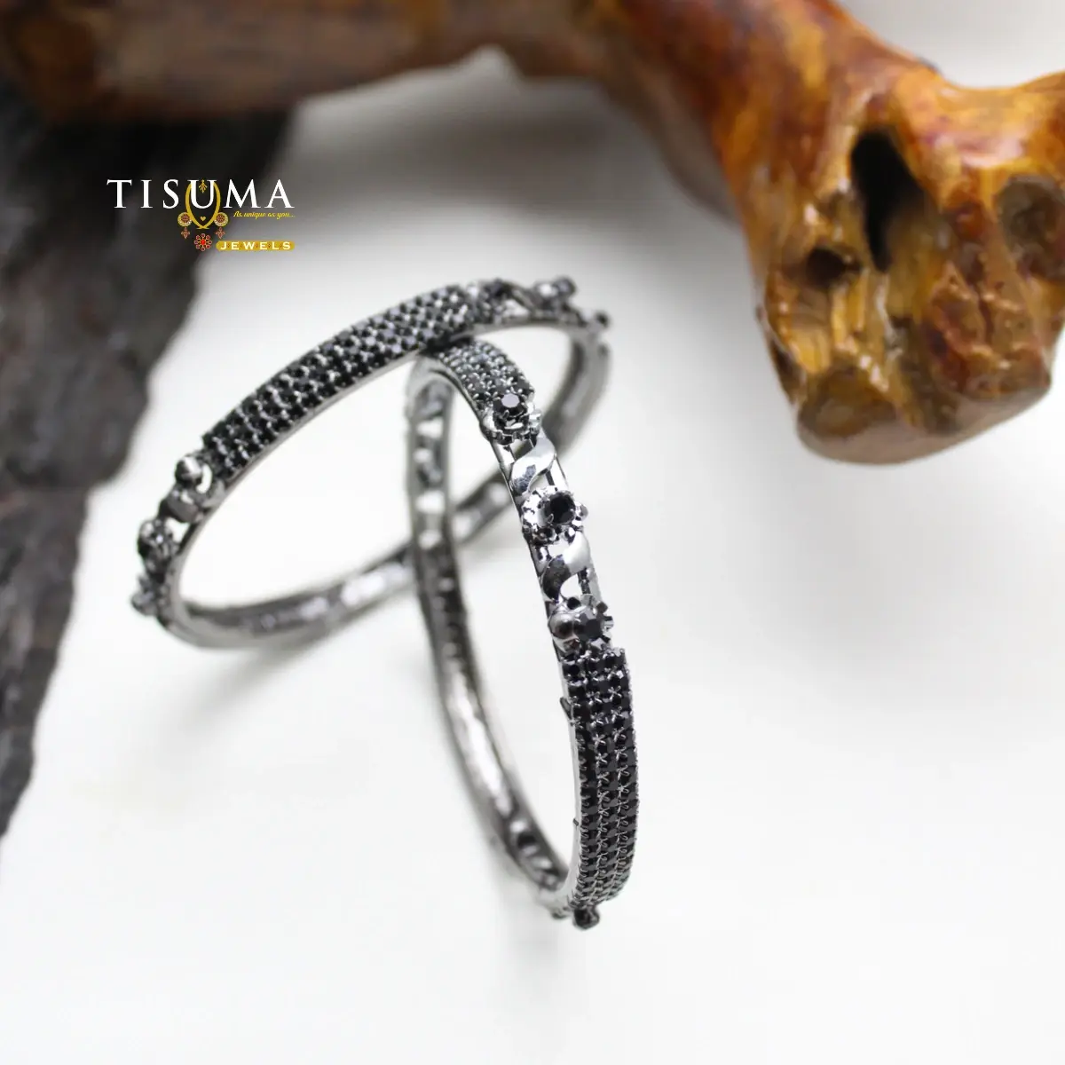 Oxidized stone Bangles - Black